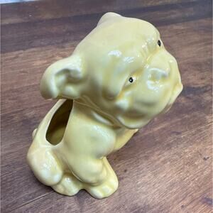 Morton Pottery Vintage Ceramic Yellow Bulldog Planter Figurine Trinket Dish